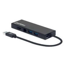 Manhattan 152846 replicatore di porte e docking station per laptop USB tipo A Nero (USB-A DOCK/HUB 5-PORT- - HDMI/USB-C/NETWORK/2X USB-A) [152846]