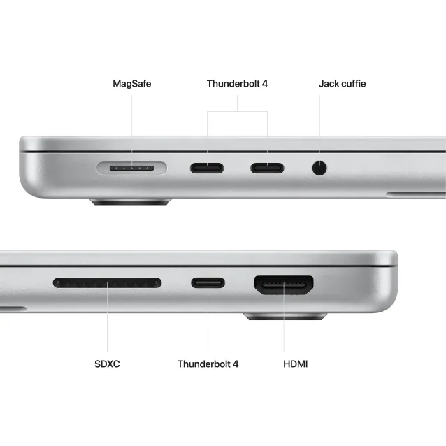 Notebook Apple MacBook Pro 14'' M2 core: 10 CPU 16 GPU 512GB SSD - Argento [MPHH3T/A]