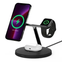 Caricabatterie Belkin BOOSTâ†‘CHARGE PRO Nero Interno (MAGSAFE 3-IN-1 WIRELESS CHARGER BLK) [WIZ017MYBK]
