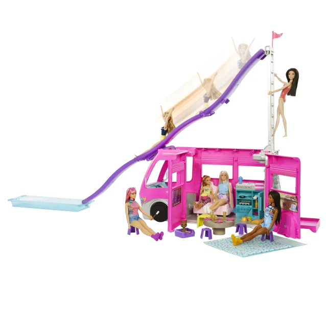 Barbie Camper Dei Sogni Playset 7 Aree di gioco con 60+ Accessori