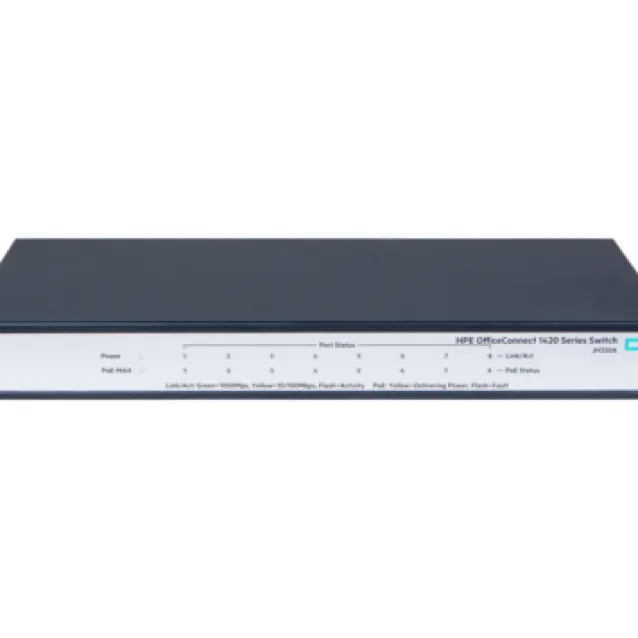 Switch di rete HPE OfficeConnect 1420 8G PoE+ (64W) Non gestito L2 Gigabit Ethernet (10/100/1000) Supporto Power over (PoE) 1U Grigio [JH330A]