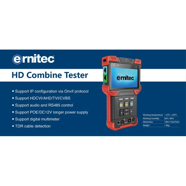Ernitec 0070-24104-TESTER tester per cavo di rete Nero, Arancione (4 Touch Screen Test Monitor, - Wi-Fi, Supports HDCVI/AHD/TVI/CVBS, DC12V, 2A Power Output Warranty: 60M) [0070-24104-TESTER]