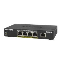 Switch di rete NETGEAR GS305Pv2 Non gestito Gigabit Ethernet [10/100/1000] Supporto Power over [PoE] Nero (NETGEAR - unmanaged 5 x 10/100/1000 [4 PoE+] desktop, wall-mountable PoE+ [63 W] DC power) [GS305P-200UKS]