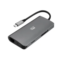 Adesso AUH-4030 replicatore di porte e docking station per notebook USB 3.2 Gen 1 [3.1 1] Type-C Grigio (8 IN USB-C MULTIPORT DOCKING - STATION AUH-4030) [AUH-4030]