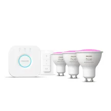 Philips by Signify Hue White and Color ambiance Starter Kit Bridge + 3 Lampadine Smart GU10 35W Dimmer Switch [871951434010700]