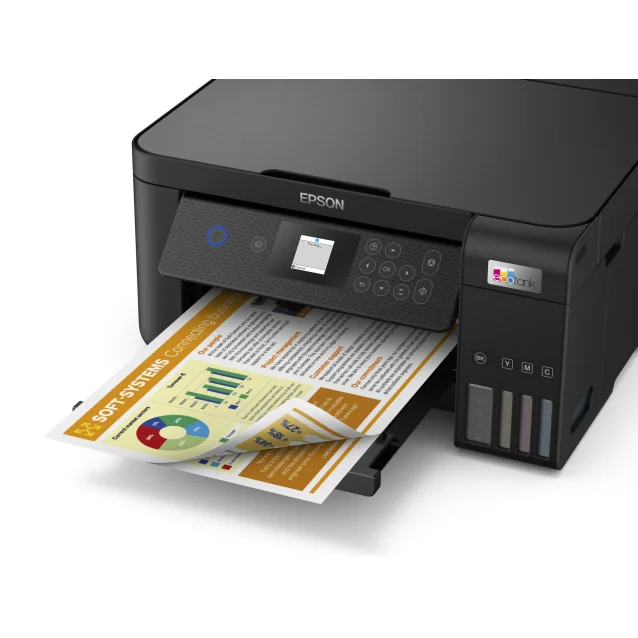 Epson EcoTank ET-2850 stampante multifunzione inkjet 3-in-1 A4, serbatoi ricaricabili alta capacità, 5 flaconi inclusi pari a 14000pag B/N 5200pag colore, Wi-FI Direct, USB [C11CJ63405]