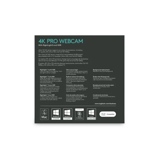 Logitech Brio webcam 13 MP 4096 x 2160 Pixel USB 3.2 Gen 1 (3.1 1) Nero [960-001106]