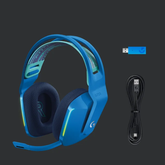 Cuffia con microfono Logitech G G733 Auricolare Wireless A Padiglione Giocare Blu [981-000943]