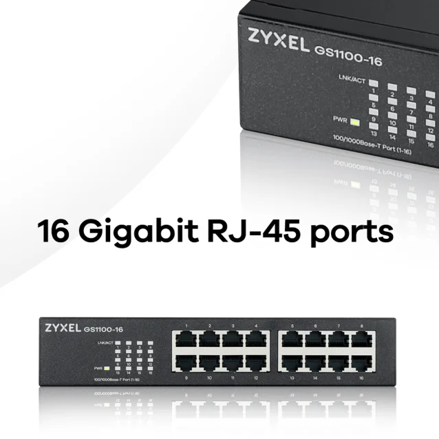 Switch di rete Zyxel GS1100-16 Non gestito Gigabit Ethernet (10/100/1000) [GS1100-16-EU0103F]