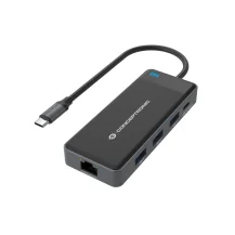 Conceptronic DONN14G replicatore di porte e docking station per notebook Cablato USB 3.2 Gen 1 [3.1 1] Type-C Grigio (Conceptronic DONN 7-in-1 Docking Station 1; HDMI x 2; 3.0 3; GbE; 100W PD - USB-C to HDMI/USB-C [DONN14G]