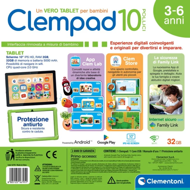 SCOPRI LE OFFERTE ONLINE SU Tablet per bambini Clementoni Clempad 10 32 GB  Wi-Fi [16795]