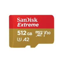 Memoria flash SanDisk Extreme 512 GB MicroSDHC UHS-I Classe 10 [SDSQXAV-512G-GN6MA]