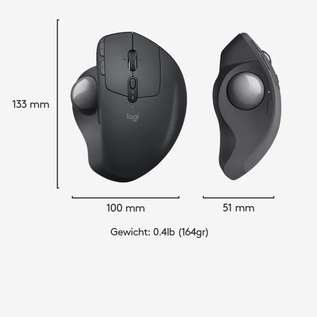 Logitech MX Ergo mouse Mano destra RF senza fili + Bluetooth Trackball 440 DPI [910-005179]