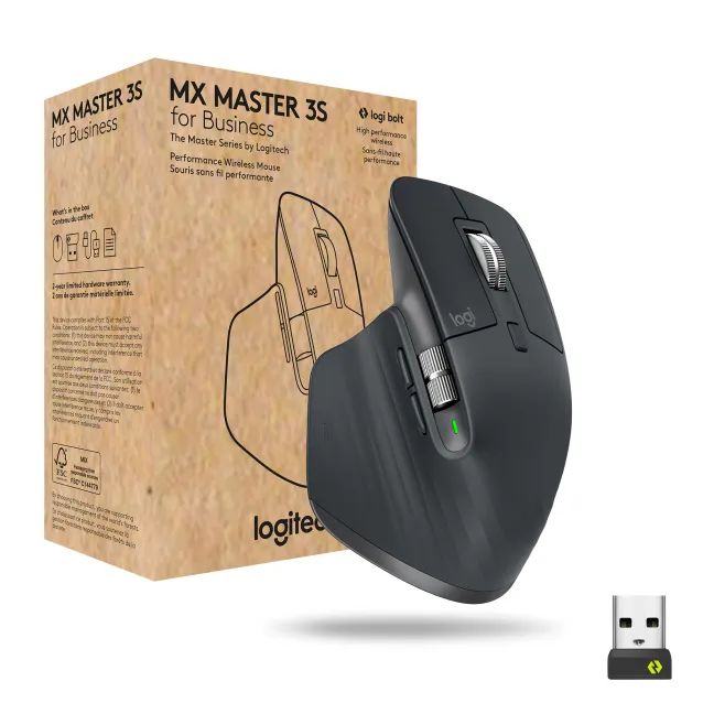 Logitech MX Master 3s for Business mouse Mano destra RF senza fili +  Bluetooth Laser 8000 DPI [910-006582]