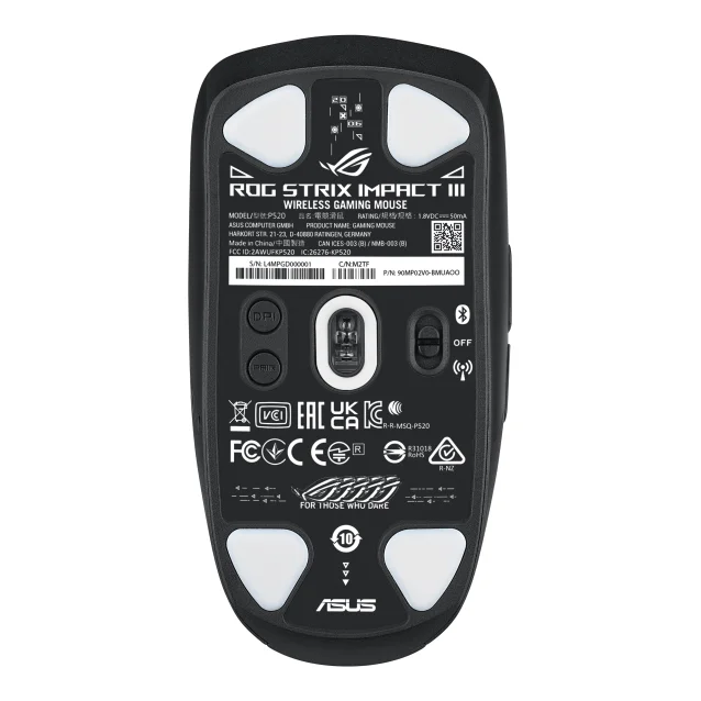 ASUS ROG Strix Impact III Wireless mouse Ambidestro RF senza fili + Bluetooth Ottico 36000 DPI [90MP03D0-BMUA00]