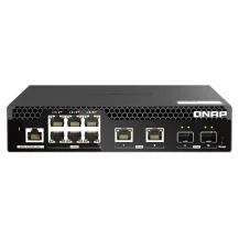 QNAP QSW-M2106R-2S2T switch di rete Gestito L2 10G Ethernet [100/1000/10000] 1U Nero (QSW-M2106R-2S2T 6 port 2.5Gbps 2 ports 10GbE SFP+ RJ45 web managed half-rackmount design) [QSW-M2106R-2S2T]