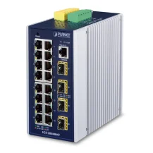 PLANET IGS-20040MT switch di rete Gestito L2+ Gigabit Ethernet [10/100/1000] Blu, Bianco (IP30 Industrial 16* 10/100/100 - 4 100/1000F SFP Full Managed Switch [-40 to 75 degree C, 2*DI, 2*DO], ERPS Ring, 1588 Warranty: 60M) [IGS-20040MT]