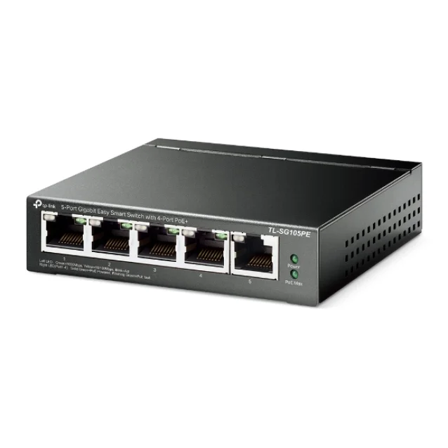TP-Link TL-SG105PE switch di rete Gestito L2 Gigabit Ethernet (10/100/1000) Supporto Power over (PoE) Nero [TL-SG105PE]