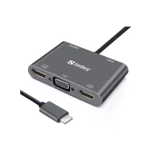 Sandberg USB-C Dock 2xHDMI+1xVGA+USB+PD (Sandberg [136-35] 5-in-1 Docking Station - [up to 100W] 2 x HDMI VGA USB-A Aluminium 5 Year Warranty)