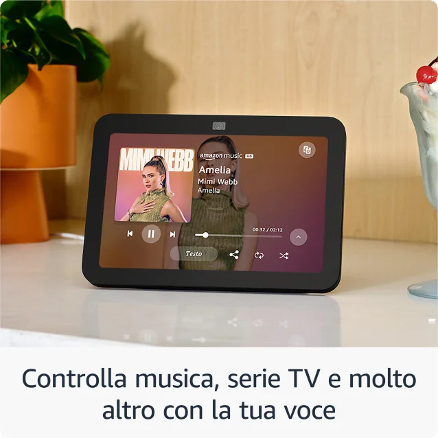 Dispositivo di assistenza virtuale Amazon Echo Show 8 (3ª gen., modello 2023) | Schermo touch intelligente HD con audio spaziale, hub per Casa Intelligente e Alexa Antracite