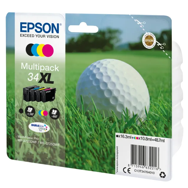 Cartuccia inchiostro Epson Golf ball Multipack 4-colours 34XL DURABrite Ultra Ink [C13T34764010]