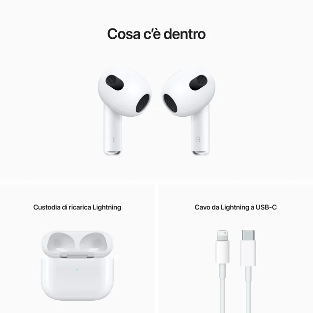 Cuffia con microfono Apple AirPods (terza generazione) custodia di ricarica lightning [MPNY3TY/A]