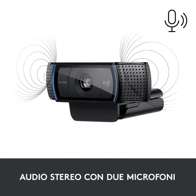 Logitech C920 HD Pro Webcam, Videochiamata Full 1080p/30fps, Audio Stereo ‎Chiaro, ‎Correzione Luce HD, Funziona con Skype, Zoom, FaceTime, Hangouts, ‎‎PC/Mac/Laptop/Tablet/Chromebook - Nero [960-001055]