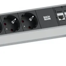 Bachmann 3x Schuko 2x CAT6 1x HDMI, USB3.0 prolunghe e multiple 1,5 m 3 presa(e) AC Nero, Acciaio inossidabile [902.502]