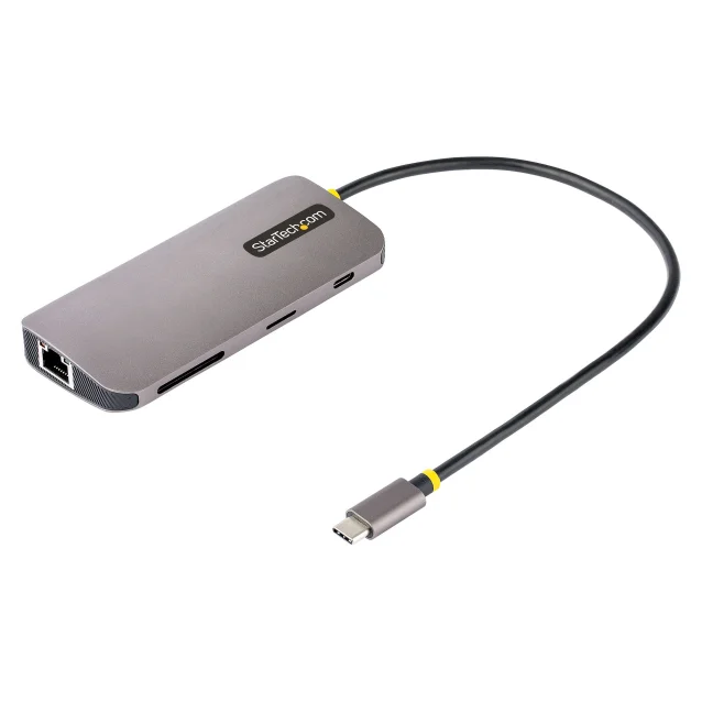 StarTech.com Adattatore Multiporta USB-C HDMI 4K 60Hz, Hub USB-A 5Gbps a 3 Porte , con PD 100W Pass-Through, GbE, SD/MicroSD, Cavo da 30 cm, Dock Viaggio, Docking Station per laptop [115B-USBC-MULTIPORT]