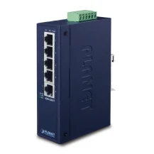 PLANET ISW-501T switch di rete Non gestito L2 Fast Ethernet [10/100] Blu (IP30 Slim Type 5-P Industrial - Switch [-40 to 75 degree C] Warranty: 60M) [ISW-501T]