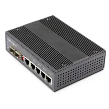 Switch di rete StarTech.com LAN industriale a 6 porte - 4 PoE RJ45 + 2 slot SFP 30W 10/100/1000Mbps Power over Ethernet Commutatore/Hub gigabit switch Montabile su guida DIN / -40°C to 75°C (Industrial 5Port Gigabit PoE+ 30W) [IES1G52UP12V]