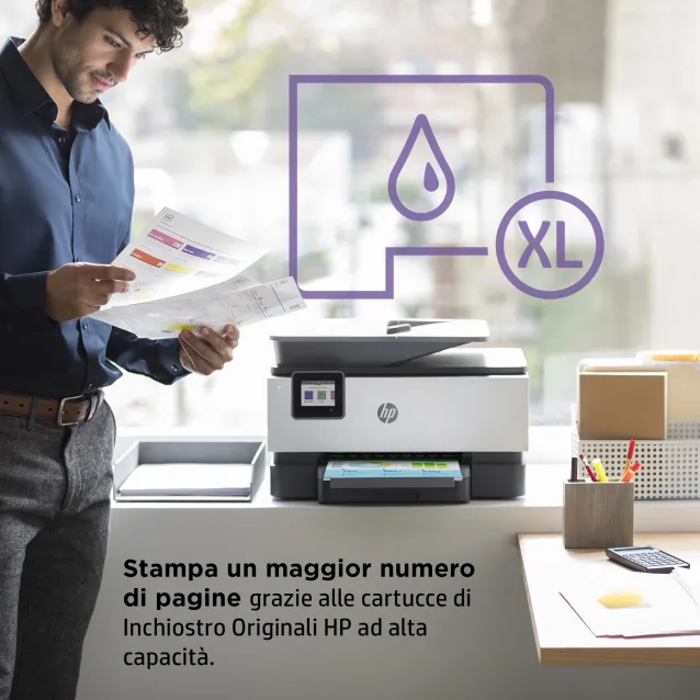 HP OfficeJet Pro Stampante multifunzione 9012e, Colore, per Piccoli uffici,  Stampa, copia, scansione, fax, HP+; Idoneo Instant Ink; alimentatore