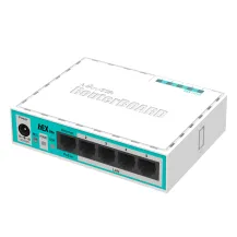 Mikrotik hEX lite router cablato Bianco (RouterBOARD - with 850MHz CPU, 64MB RAM 5 LAN ports, RouterOS L4, plastic case, PSU Warranty: 12M) [RB750R2]