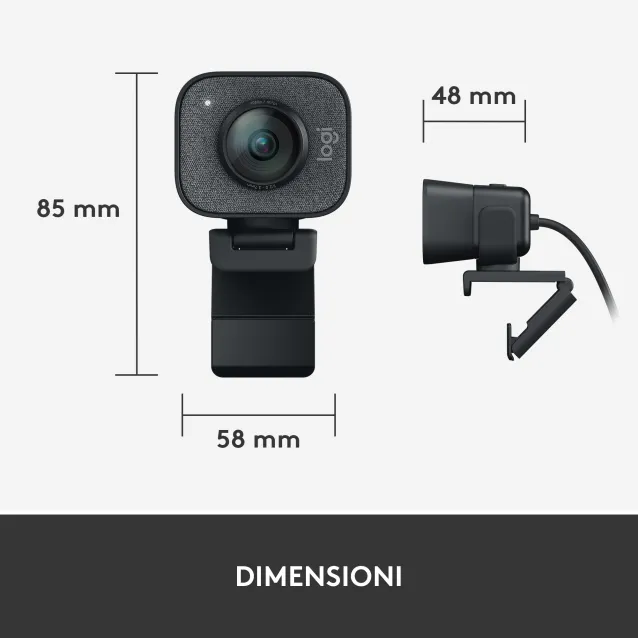 Logitech for Creators StreamCam - Webcam Premium per Streaming e Creazione Contenuti Video, Full HD 1080p 60 fps, Lente in Vetro Premium, Messa a Fuoco Automatica, USB, PC, Mac. Grafite [960-001281]