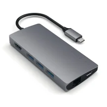 Satechi Multi-Port Adapter V2 Dock st. USB 3.2 Gen 1 [3.1 1] Type-C Grigio (Multi-Port - st., 3.0 Type-C, HDMI,RJ-45,USB Type-A, Warranty: 12M) [ST-TCMA2M]