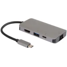 Microconnect USB3.1CCOM16 replicatore di porte e docking station per notebook Cablato USB 3.2 Gen 1 [3.1 1] Type-C Grigio (USB-C Mini Dock, USB-C to - HDMI, A 3.0, & RJ45 Warranty: 300M) [USB3.1CCOM16]
