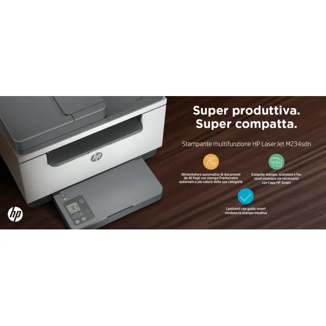 HP LaserJet Stampante multifunzione M234sdn, Bianco e nero, per Piccoli uffici, Stampa, copia, scansione, Scansione verso e-mail; scansione PDF [6GX00F]