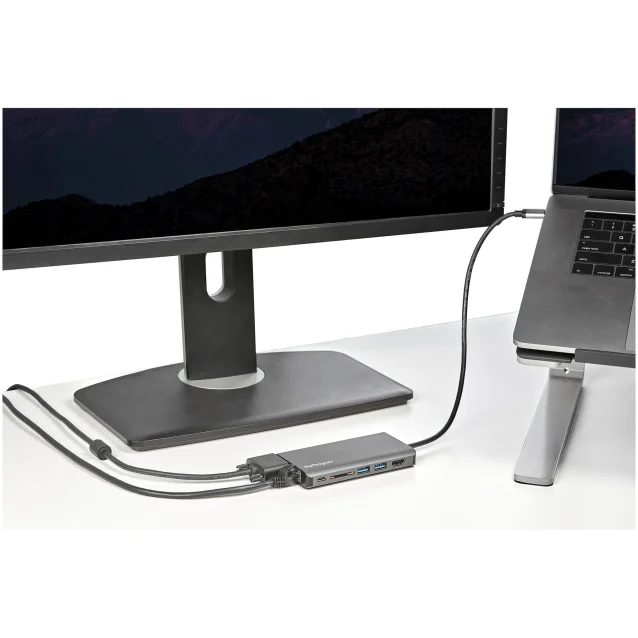 StarTech.com Adattatore multiporta USB C - Mini dock da viaggio USB-C con HDMI 4K o VGA 1080p Hub 3.0 3x, SD, GbE, audio, pass-through PD 100 W Docking station portatile per laptop / tablet [DKT30CHVAUSP]