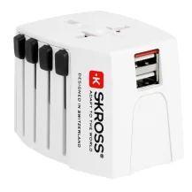 Microconnect PETRAVEL33 presa elettrica Tipo C 2P Bianco (SKROSS World adapter MUV USB - 2.4 Suitable for unearthed 2-pole devices with an integrated dual Charger Warranty: 300M) [PETRAVEL33]