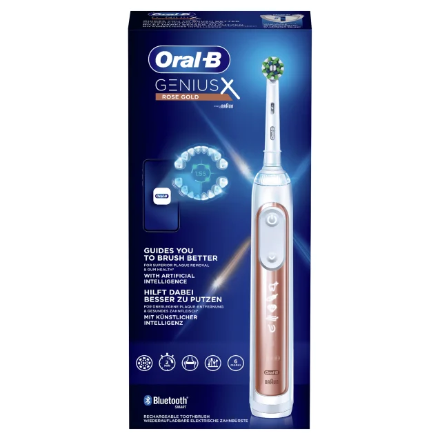 Oral-B Genius X 80354127 spazzolino elettrico Adulto Spazzolino oscillante Oro rosa, Bianco [4210201396925]