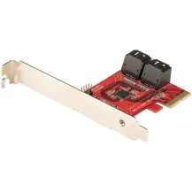 StarTech.com Scheda PCIe SATA - di Espansione a 4 porte 6 Gbps Staffa Profilo Basso/Alto ASM1062 senza RAID Convertitore PCI Express per SSD/HDD [4P6G-PCIE-SATA-CARD]