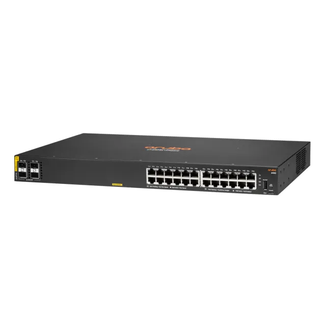 Switch di rete Aruba 6100 24G Class4 PoE 4SFP+ 370W Gestito L3 Gigabit Ethernet (10/100/1000) Supporto Power over (PoE) 1U Nero [JL677A#ABB]