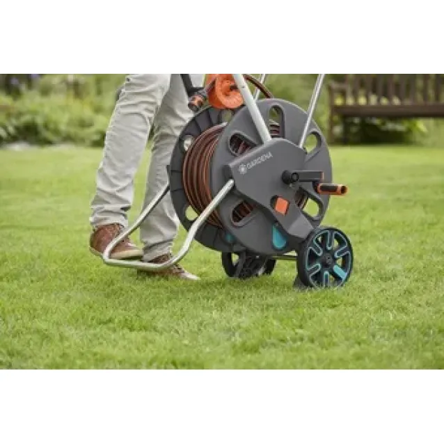 Gardena AquaRoll L Easy Carrello avvolgitubo Manuale Nero, Blu, Arancione [18520-20]