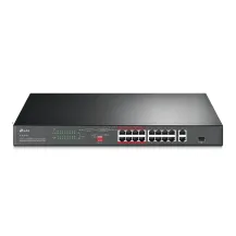 TP-Link TL-SL1218P switch di rete Non gestito Gigabit Ethernet [10/100/1000] Supporto Power over [PoE] 1U Nero (16-Port 10/100 Mbps + 2-Port Rackmount Switch With 16-Port PoE+) [TL-SL1218P]