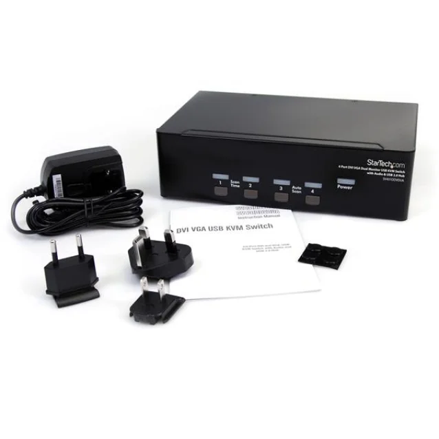 StarTech.com Switch KVM doppio monitor VGA DVI 4 porte USB con audio e hub 2.0 [SV431DDVDUA]