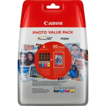 Cartuccia inchiostro Canon Confezione multipla cartucce d'inchiostro CLI-551 BK/C/M/Y + carta fotografica [CLI-551 Photo Value Pack]