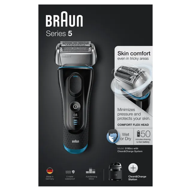 SCOPRI LE OFFERTE ONLINE SU Braun Series 5 5190cc Rasoio Elettrico Barba A Lamina  Wet&Dry Con Sistema Clean&Charge