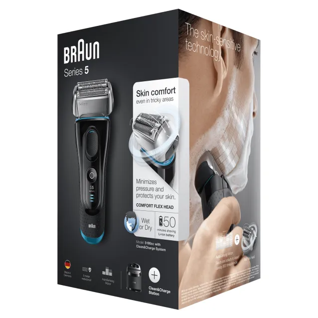 SCOPRI LE OFFERTE ONLINE SU Braun Series 5 5190cc Rasoio Elettrico Barba A  Lamina Wet&Dry Con Sistema Clean&Charge