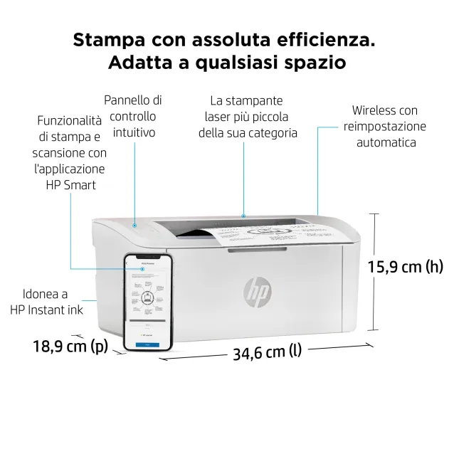 Stampante laser HP LaserJet M110w, Bianco e nero, per Piccoli uffici,  Stampa, dimensioni compatte [7MD66F#B19]: info e prezzi