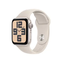 Smartwatch Apple Watch SE OLED 40 mm Digitale 324 x 394 Pixel Touch screen Beige Wi-Fi GPS [satellitare] (Apple [GPS] - 2nd generation starlight aluminium smart watch with sport band fluoroelastomer size: M/L 32 GB [MR9V3QA/A]